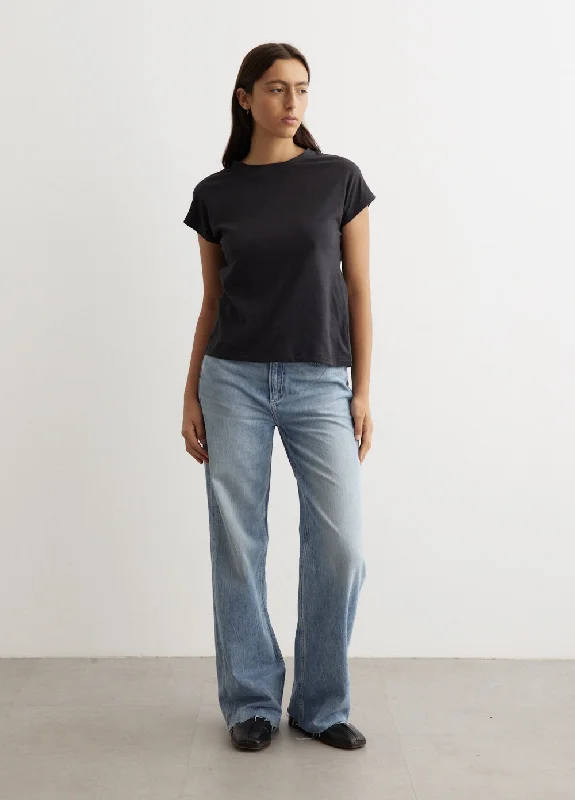 Women's denim jeans with a fur trim-Featherweight Logan Jeans