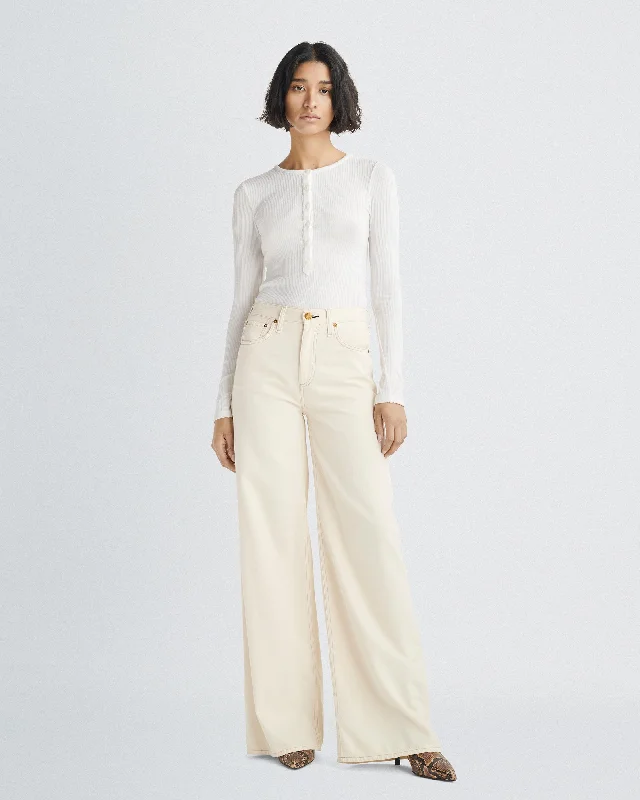 Women's denim jeans with a shell embellishment-Featherweight Sofie Wide Leg Jeans