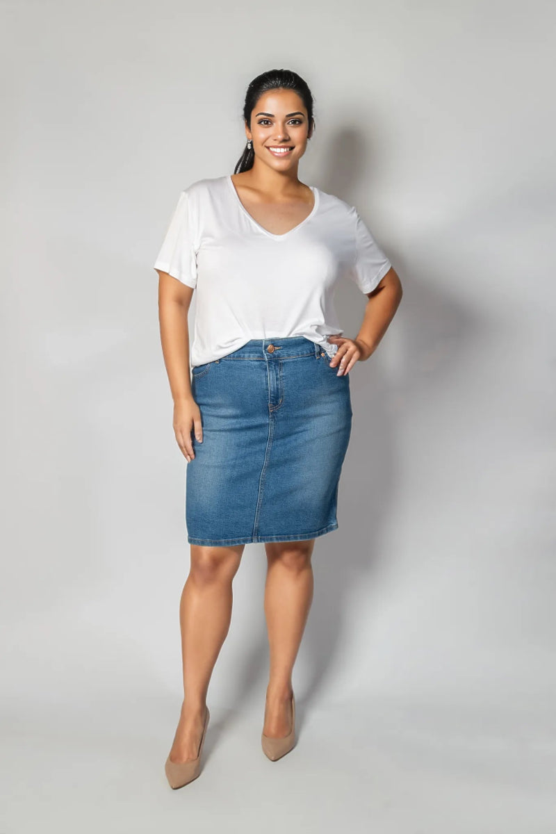 Women's denim skirts for travel comfort -Fever Denim Skirt