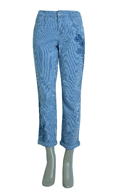 Women's denim jeans with a love change cause design embellishment-Firefly Women's Curvy Mid Rise Boyfriend Ankle Jeans