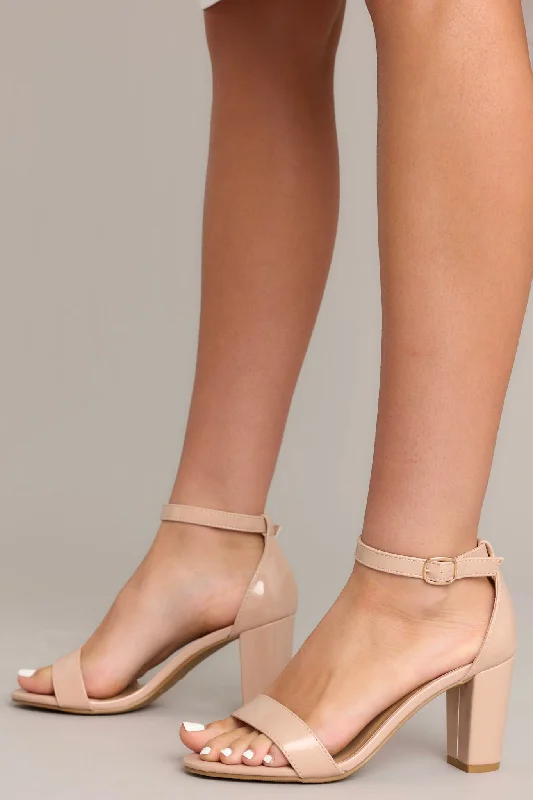 Sleek and Shiny Patent Pump Heels for a Polished Look--Forever Darling Nude Patent Heels