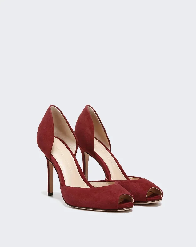 Versatile Heeled Sandals for Any Occasion---Gadot Peep-Toe Pump In Maroon