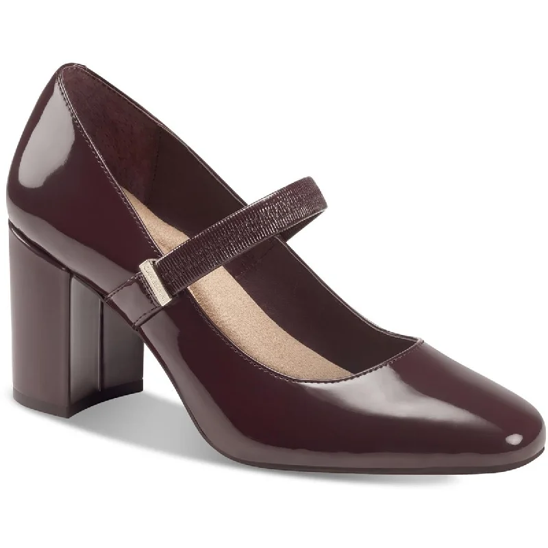 Trendy Chunky Heel Pumps for Casual Wear--Giani Bernini Womens Cibyl Faux Leather Slip On Mary Jane Heels