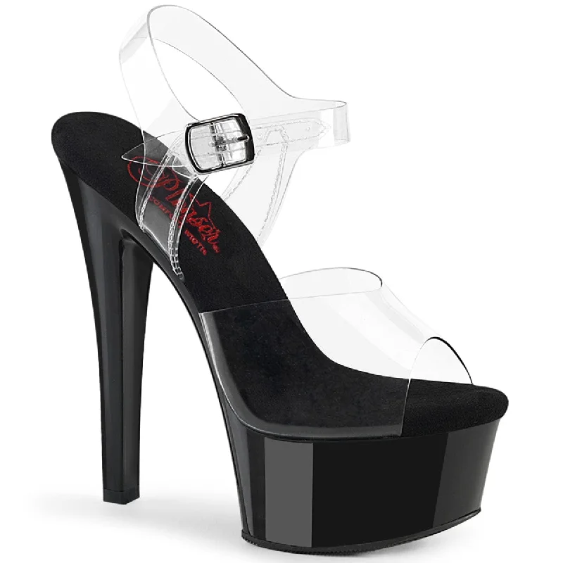 Versatile Heeled Sandals for Any Occasion---GLEAM-608 Clear/Black