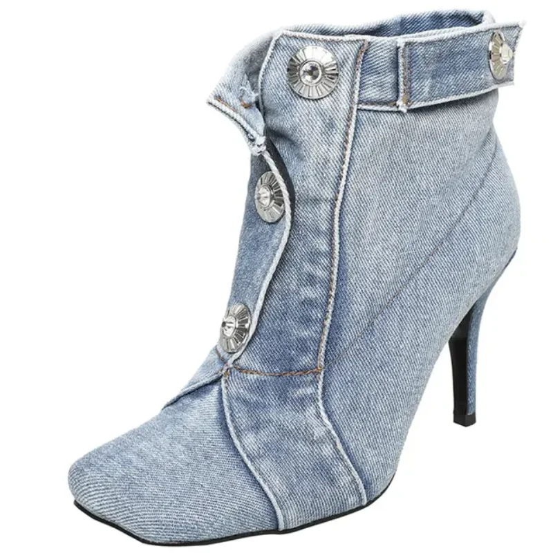 Granada Denim Heels---Chic Denim Fabric Heels for a Unique Look