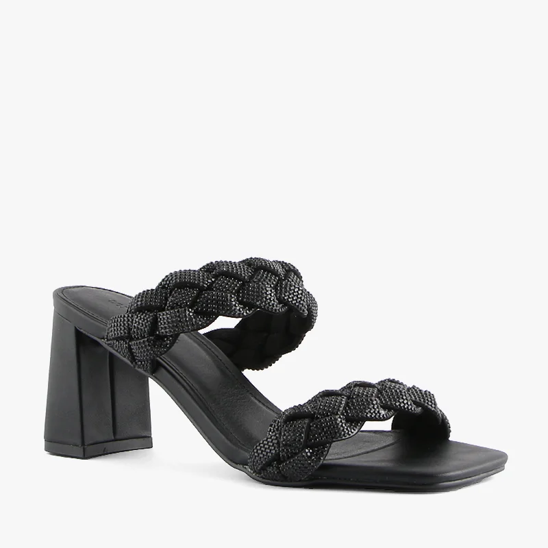 Versatile Heeled Sandals for Any Occasion---GRETTY BLACK/DIAMONTIES