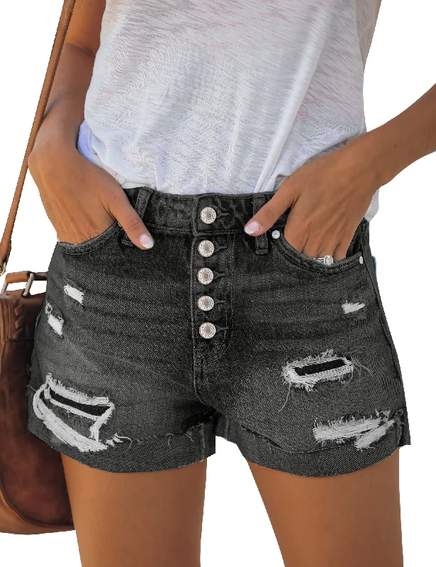 Women new styled Denim and the:Women Summer High Waisted Sewn Cuffed Hem Buttons Denim Jean Shorts Women new styled Denim and the:Women Summer High Waisted Sewn Cuffed Hem Buttons Denim Jean Shorts