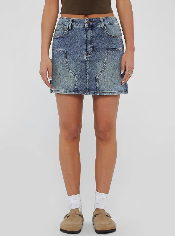 Women's denim skirts for plus-size fashion -Guess Originals Panel Denim Mini Skirt