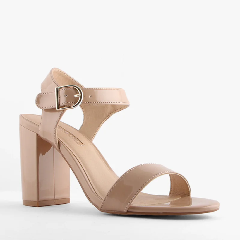 Versatile Heeled Sandals for Any Occasion---HAIMIE NUDE PATENT