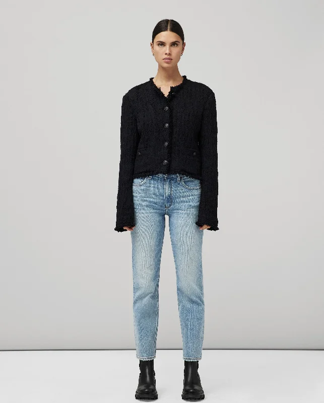 Women's denim jeans with a mythical creature embellishment-Harlow Straight Jeans