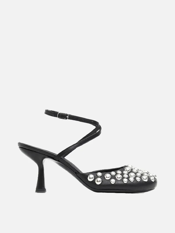 Stiletto Heel Pumps with Perfect Fit--Hayden Studded Heel in Black-Fashionable & Classic