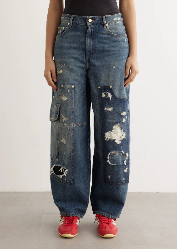 Women's denim jeans often where best is styled plus online new on shop-Heavy Washed Denim Carpenter Jeans