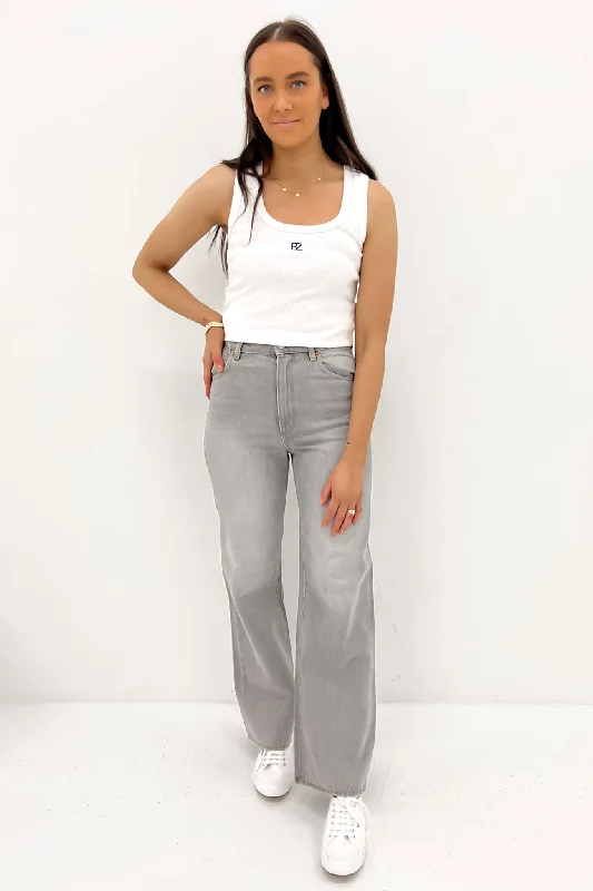 Women's denim jeans with a support change cause design embellishment-Heidi Jean Stone Grey