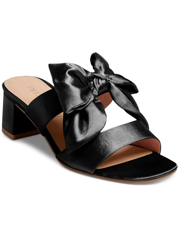 Stylish Open Toe Heels for Summer--Heidi Mid Womens Satin Open Toe Slide