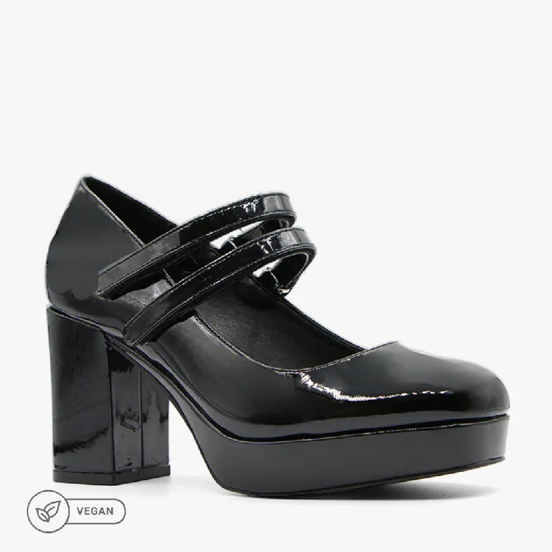 Versatile Heeled Sandals for Any Occasion---HELLA BLACK PATENT