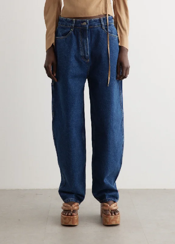 Women's denim jeans with a porcelain embellishment-Helle Jeans
