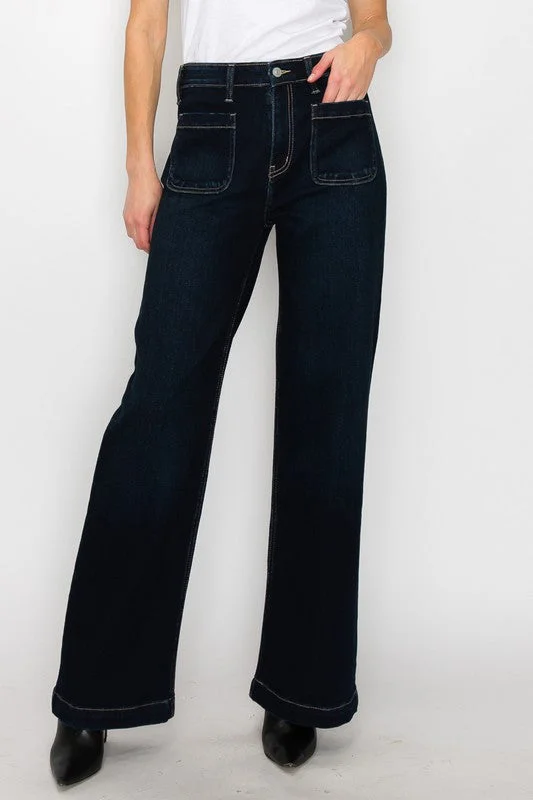 Women's denim jeans with a high stretch fabric-HIGH RISE MODERN WIDE JEANS