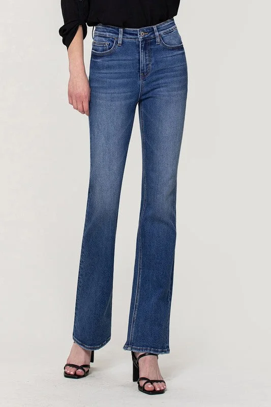 Women's denim jeans with a awareness cause design embellishment-High Rise Stretch Slim Bootcut