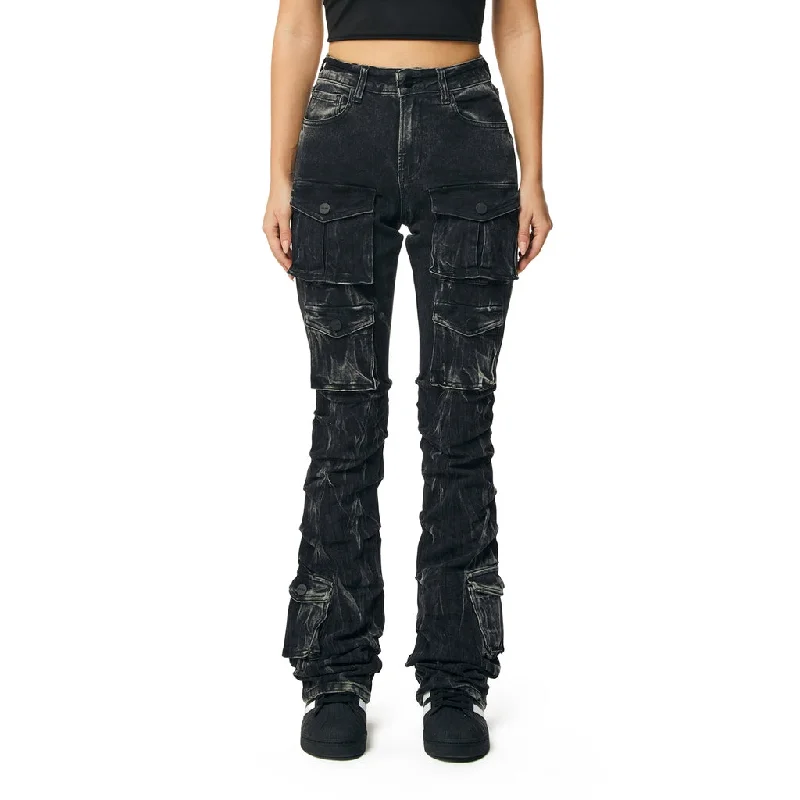 High Rise Utility Stacked Jeans - Black Matrix