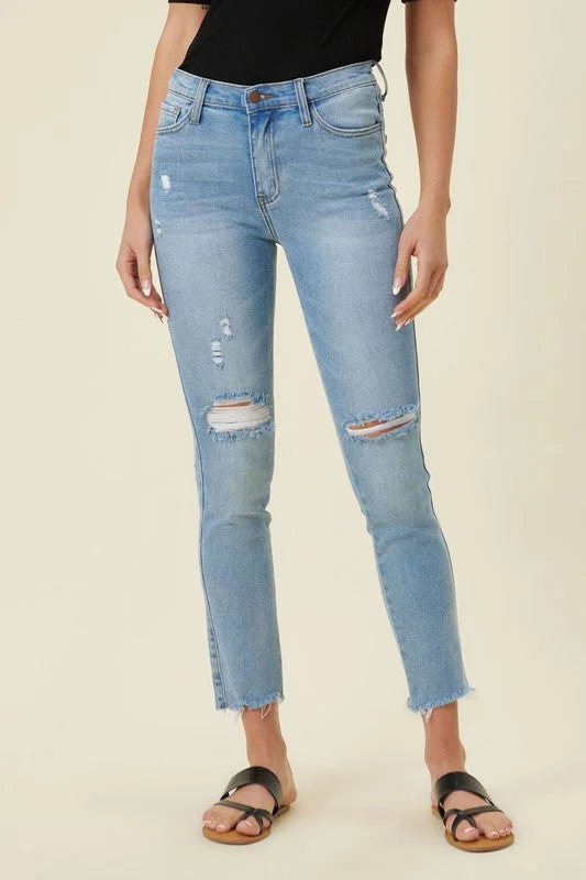 Women's denim jeans with a political design embellishment-High Waisted Skinny