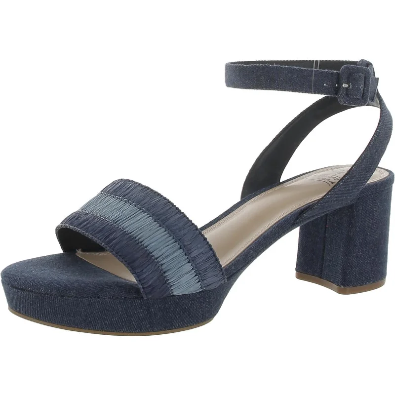 Impo Womens Norann Denim Almond Toe Block Heel---Chic Denim Fabric Heels for a Unique Look