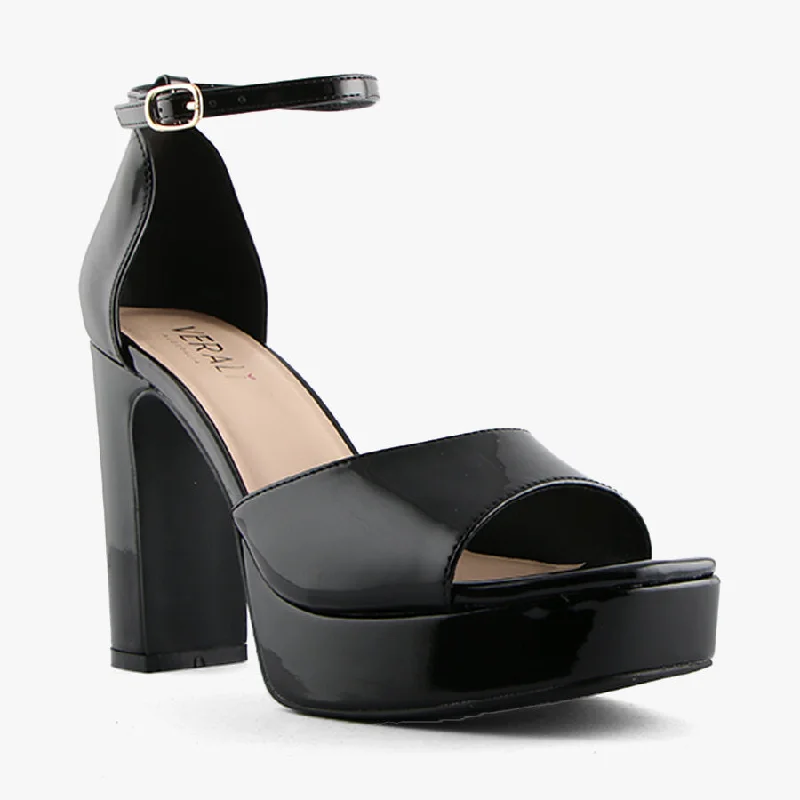 Versatile Heeled Sandals for Any Occasion---INDIA BLACK PATENT