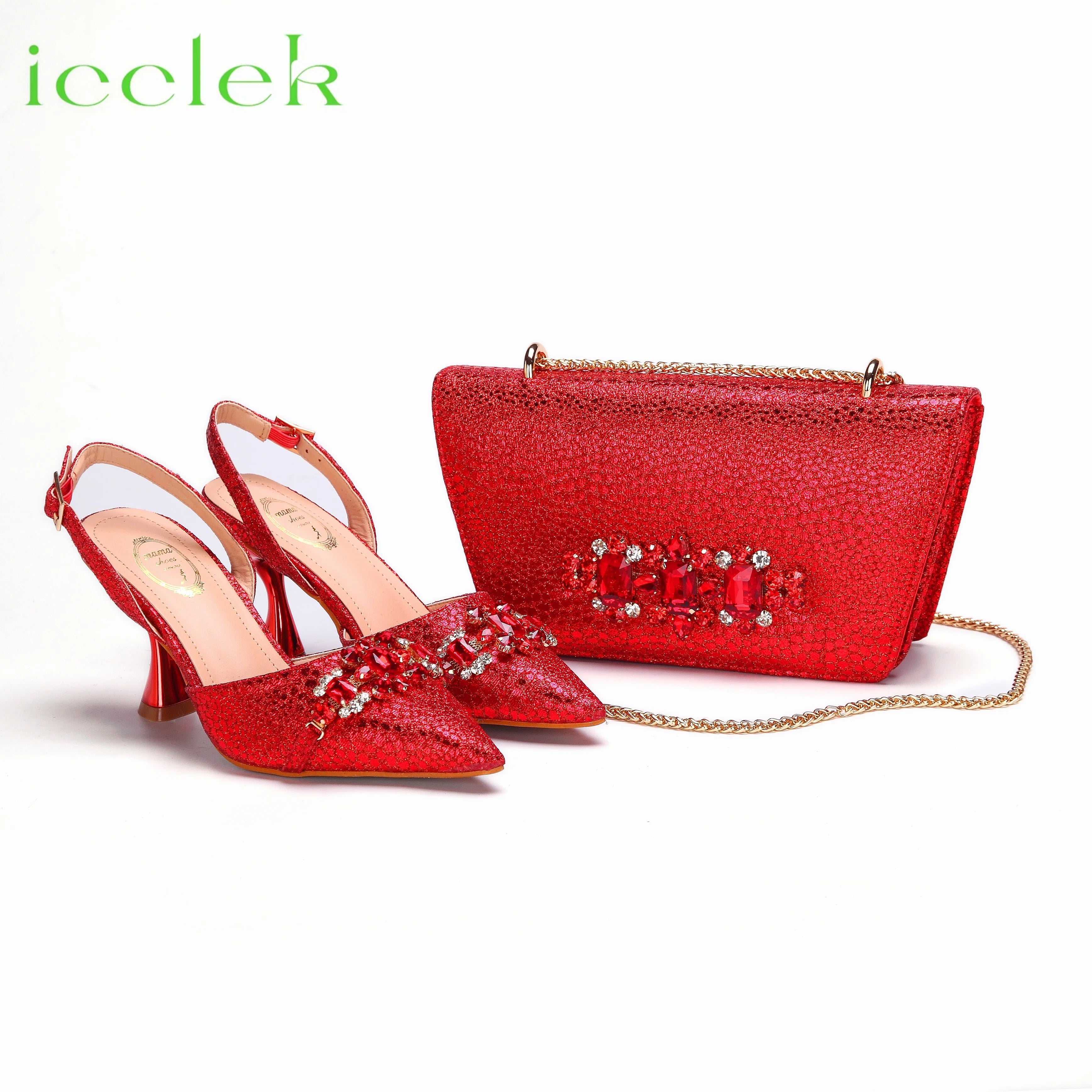 Versatile Heeled Sandals for Any Occasion---Italian Fashion Design Women Shoes Matching Bag in Red Color Mature