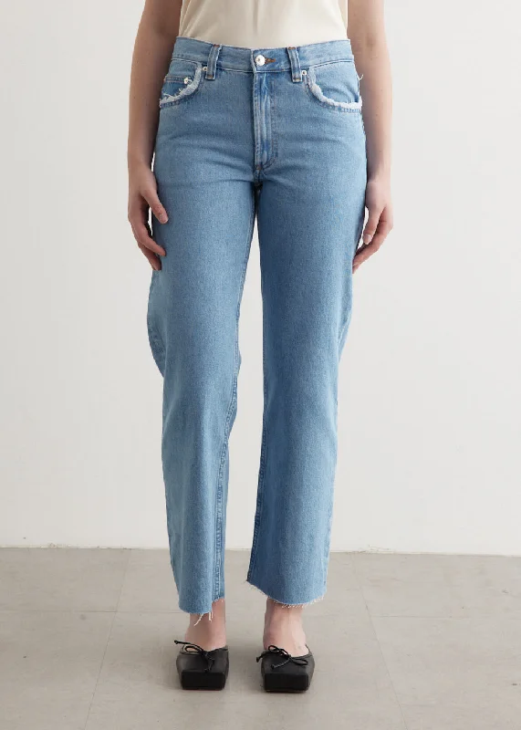 Women's denim jeans with a hemp fabric-Relaxed Raw Edge Jeans