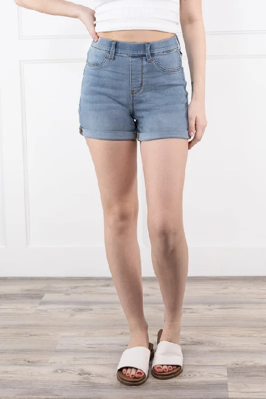 Women's denim shorts with a high rise waistband :Judy Blue Dancing Queen High-Rise Pull Denim Shorts