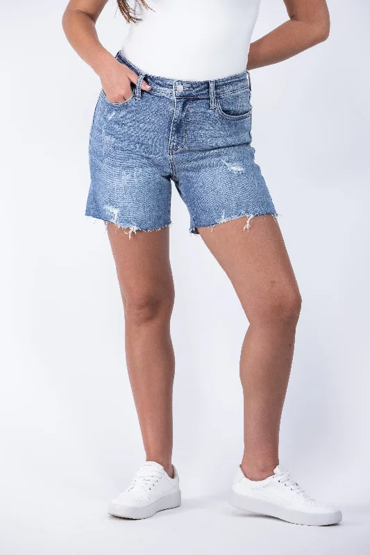 Women's denim shorts with a graphic print-Judy Blue High Hopes High-Rise Denim Shorts