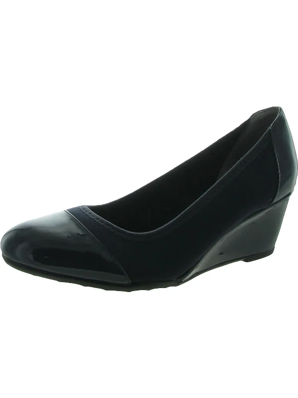 Sleek and Shiny Patent Pump Heels for a Polished Look--Juliana Womens Patent Toe Cap Wedge Heels