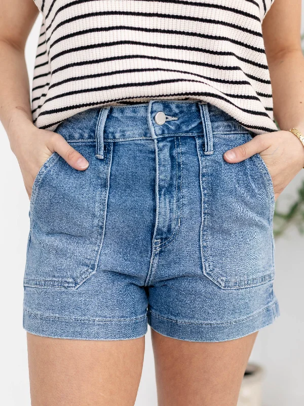 Great the style denim and if denim to styled what:Just Black Light Denim High Rise Utility Cargo Short
