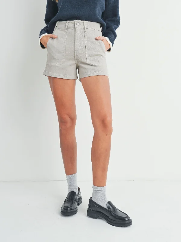 Women's denim shorts with dark denim fits :Just Black Moonstone High Rise Utility Cargo Short