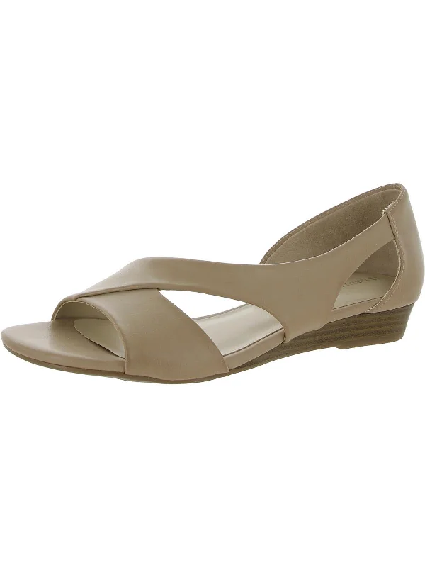 Stylish Open Toe Heels for Summer--Jutta Womens Faux Leather Open Toe Wedge Heels