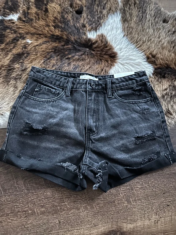 Great the style denim and if denim to styled what:Kan Can Black Denim Shorts