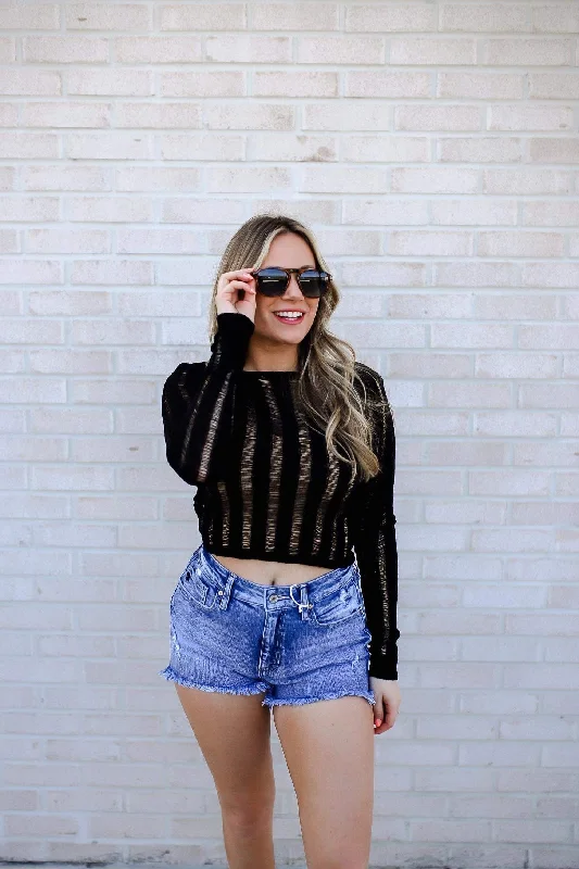 Women's denim shorts and a trendy backpack-Kancan Distressed Raw Hem Denim Shorts