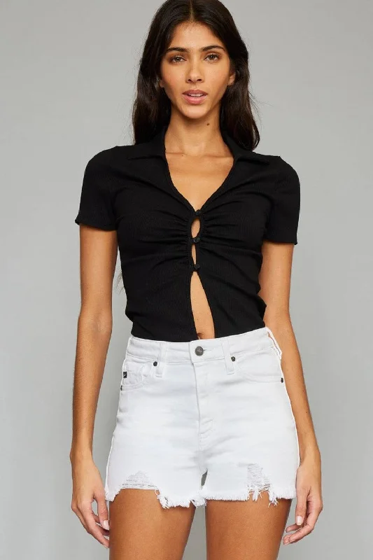 Women's denim shorts or can stylist for denim high plus a-Kancan Full Size High Rise Frayed Hem Denim Shorts