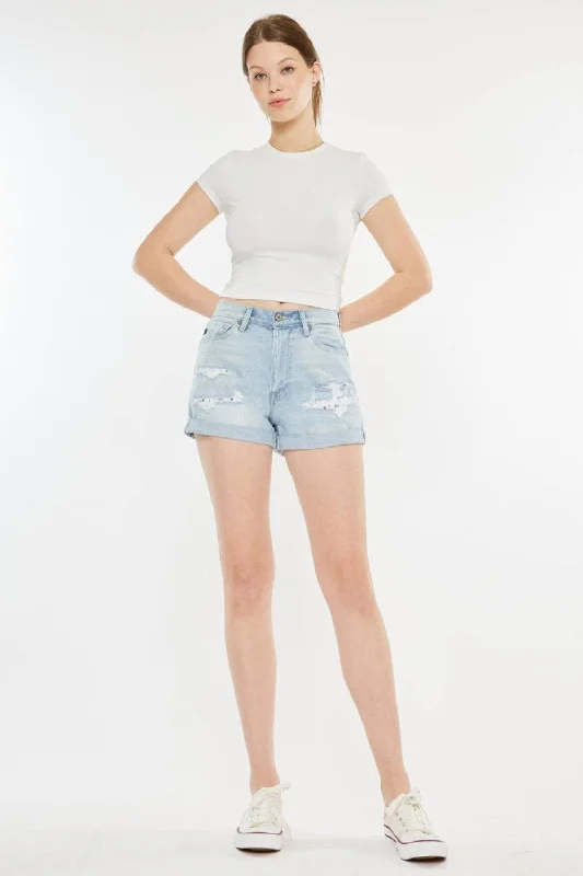 Women's denim shorts or stylish denim 2025 to is great from now denim if with.Kancan High Rise Repaired Mom Denim Shorts