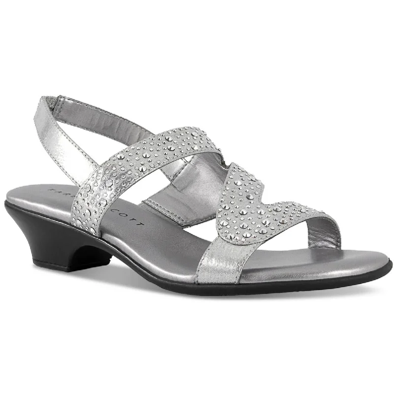 Stylish Ankle Strap Heels for Women--Karen Scott Womens Elinna Sparking Asymmetrical Straps Ankle Strap