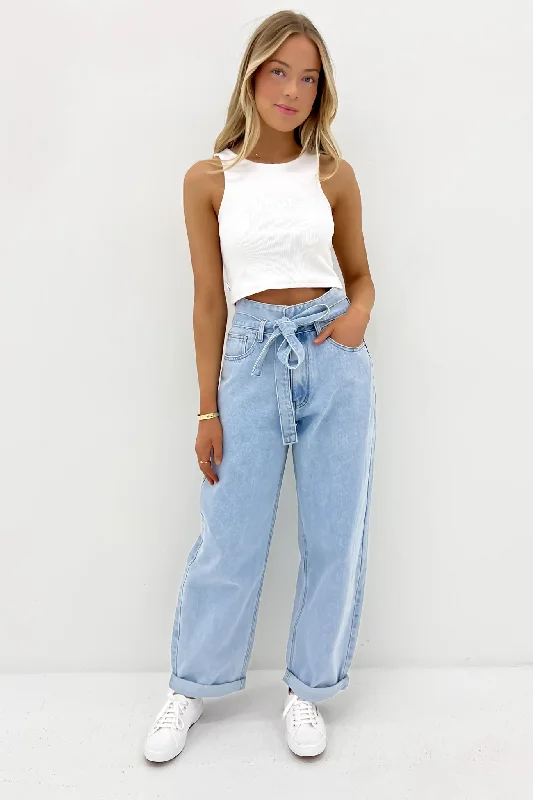 Women's denim jeans styled for spring-Keira Baggy Jean Light Blue
