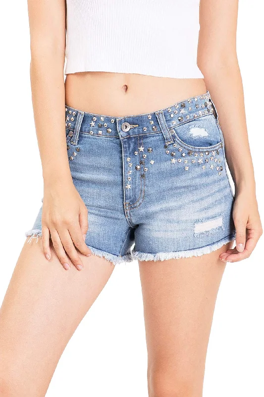 Women's denim shorts for a sporting event-KENDALL + KYLIE Stud Icon Shorts