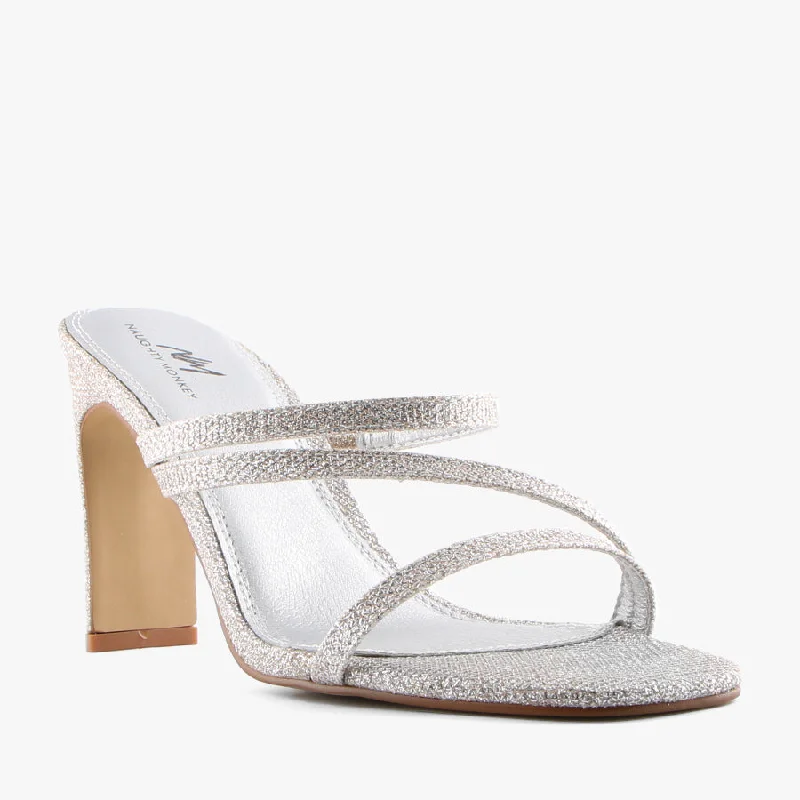 KENNY SILVER GLITTER---Trendy Glitter Heels for a Glamorous Look