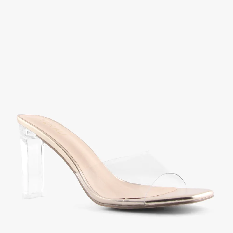 Versatile Heeled Sandals for Any Occasion---KIAH CHAMPAGNE/CLEAR