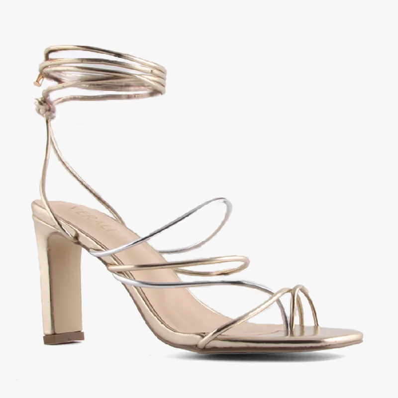 Versatile Heeled Sandals for Any Occasion---KILLER CHAMPAGNE METALIC