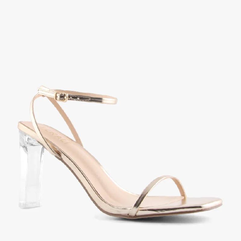 Versatile Heeled Sandals for Any Occasion---KIRABO CHAMPAGNE METALIC