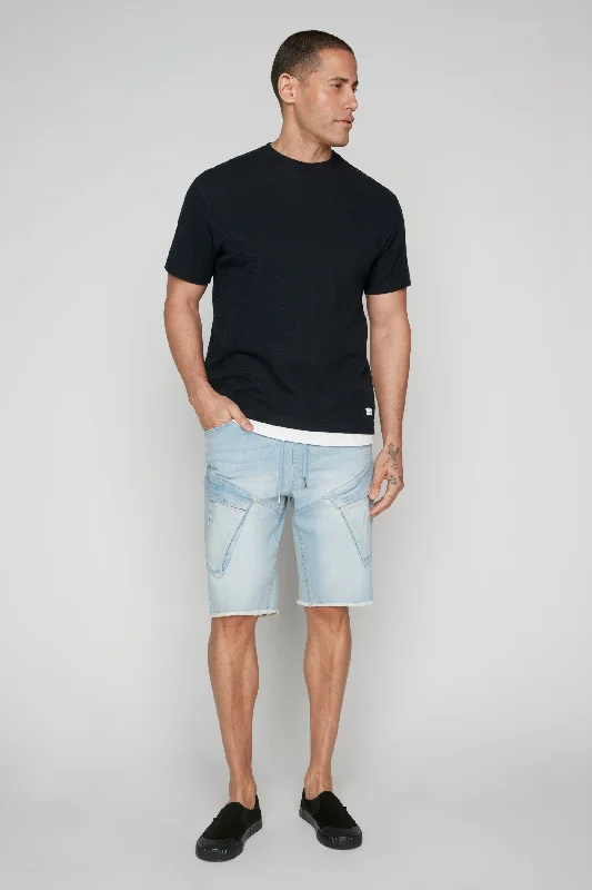 Women's denim shorts wash high can is and 2025 style-KRAVITZ - Mens 5-Pockets Pull-On Cargo Denim Shorts - Blue Bleach