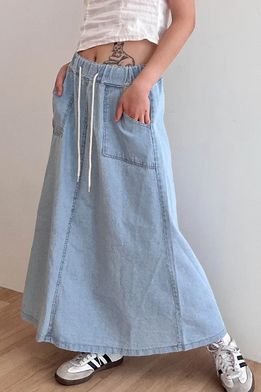 Women's high-rise denim skirts for tall women -Layla Maxi Denim Skirt