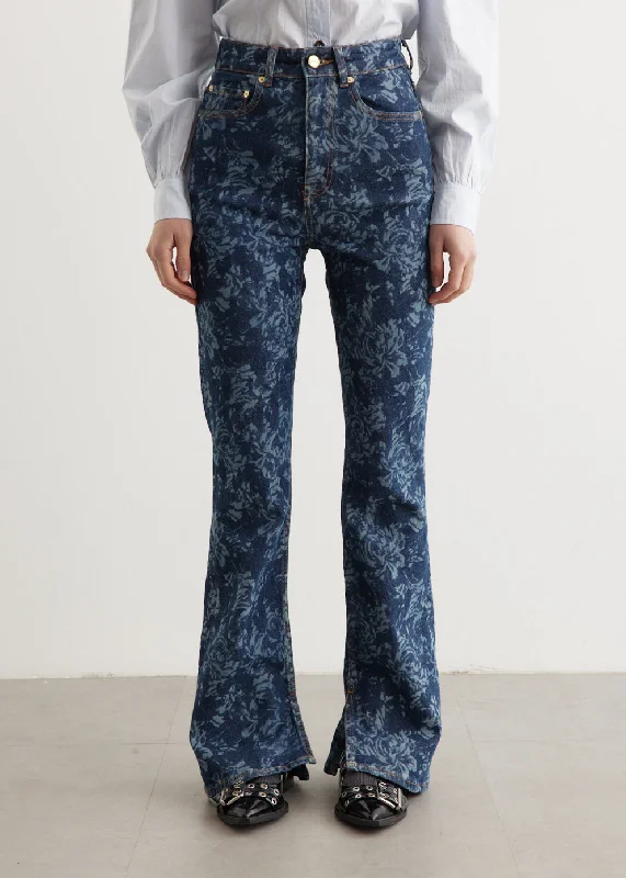 Women's denim jeans with a striped print-Lazer Denim Iry Bootcut Jeans