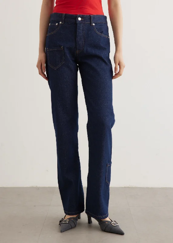 Women's denim jeans with a lace trim-Leslie Trousers
