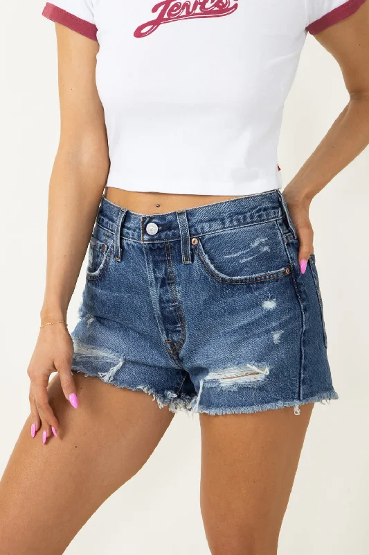 Look fabric and style what and or-Levi’s 501 High Rise Dark Wash Denim Shorts for Women | 56327-0320